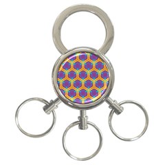 Yellow Honeycombs Pattern                                                          			3-ring Key Chain by LalyLauraFLM