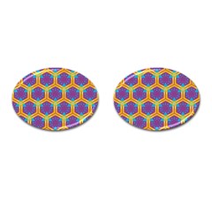 Yellow Honeycombs Pattern                                                          			cufflinks (oval) by LalyLauraFLM