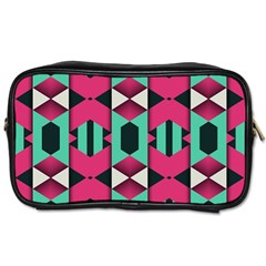 Green Pink Shapes                                 Toiletries Bag (two Sides) by LalyLauraFLM