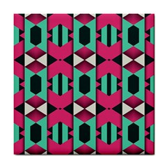 Green Pink Shapes                                 			tile Coaster by LalyLauraFLM