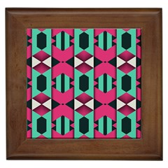 Green Pink Shapes                                 			framed Tile by LalyLauraFLM