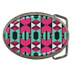 Green Pink Shapes                                 			belt Buckle by LalyLauraFLM