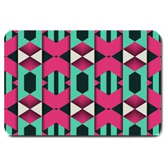 Green Pink Shapes                                 			large Doormat by LalyLauraFLM