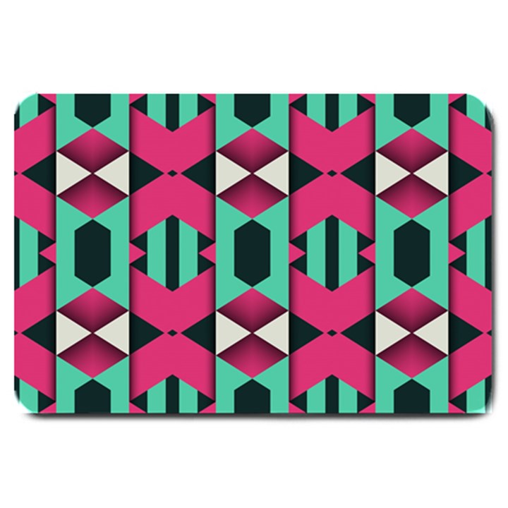 Green pink shapes                                 			Large Doormat