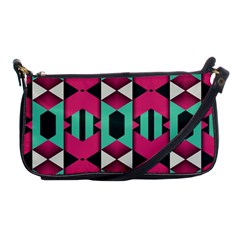 Green Pink Shapes                                 			shoulder Clutch Bag by LalyLauraFLM