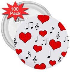 Love Song Pattern 3  Buttons (100 Pack)  by Valentinaart