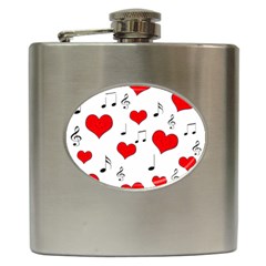 Love Song Pattern Hip Flask (6 Oz) by Valentinaart