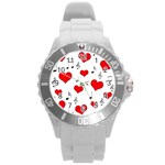 Love song pattern Round Plastic Sport Watch (L) Front