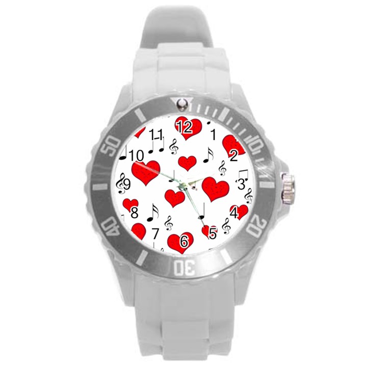 Love song pattern Round Plastic Sport Watch (L)