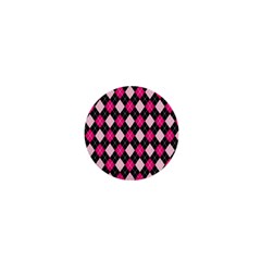 Argyle Pattern Pink Black 1  Mini Magnets by Nexatart