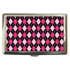 Argyle Pattern Pink Black Cigarette Money Cases by Nexatart