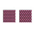 Argyle Pattern Pink Black Cufflinks (Square) Front(Pair)