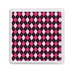 Argyle Pattern Pink Black Memory Card Reader (Square)  Front