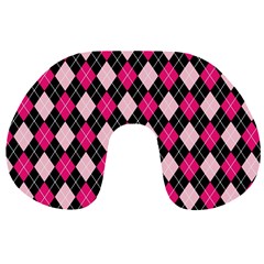 Argyle Pattern Pink Black Travel Neck Pillows by Nexatart