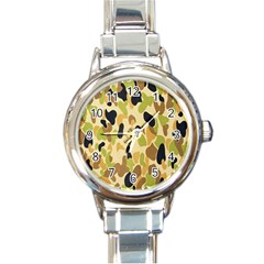 Army Camouflage Pattern Round Italian Charm Watch by Nexatart