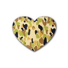 Army Camouflage Pattern Rubber Coaster (heart)  by Nexatart