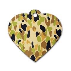 Army Camouflage Pattern Dog Tag Heart (two Sides) by Nexatart