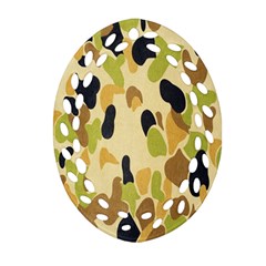 Army Camouflage Pattern Oval Filigree Ornament (two Sides) by Nexatart