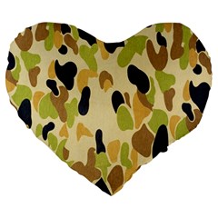 Army Camouflage Pattern Large 19  Premium Heart Shape Cushions by Nexatart