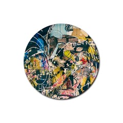 Art Graffiti Abstract Vintage Rubber Coaster (round)  by Nexatart