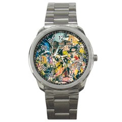 Art Graffiti Abstract Vintage Sport Metal Watch by Nexatart