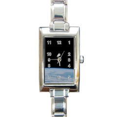 Astronaut Floating Above The Blue Planet Rectangle Italian Charm Watch by Nexatart