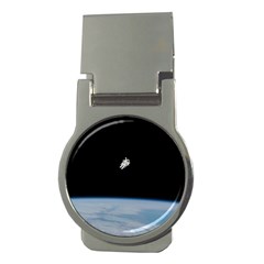 Astronaut Floating Above The Blue Planet Money Clips (round)  by Nexatart