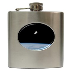 Astronaut Floating Above The Blue Planet Hip Flask (6 Oz) by Nexatart