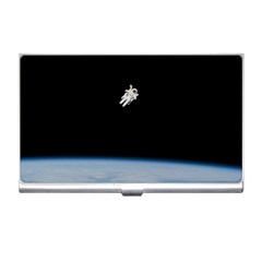 Astronaut Floating Above The Blue Planet Business Card Holders by Nexatart