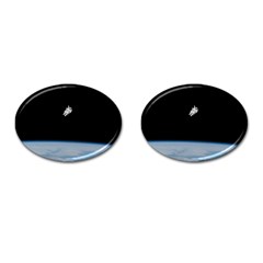 Astronaut Floating Above The Blue Planet Cufflinks (oval) by Nexatart