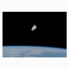 Astronaut Floating Above The Blue Planet Large Glasses Cloth (2-side) by Nexatart