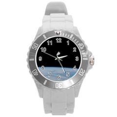 Astronaut Floating Above The Blue Planet Round Plastic Sport Watch (l) by Nexatart