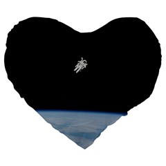 Astronaut Floating Above The Blue Planet Large 19  Premium Heart Shape Cushions by Nexatart