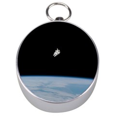 Astronaut Floating Above The Blue Planet Silver Compasses by Nexatart