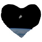 Astronaut Floating Above The Blue Planet Large 19  Premium Flano Heart Shape Cushions Front