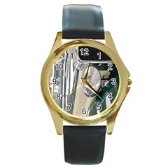 Auto Automotive Classic Spotlight Round Gold Metal Watch by Nexatart