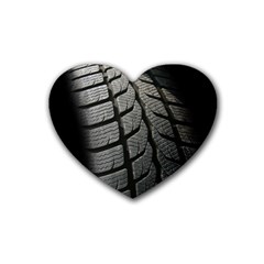 Auto Black Black And White Car Rubber Coaster (heart)  by Nexatart