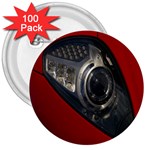 Auto Red Fast Sport 3  Buttons (100 pack)  Front