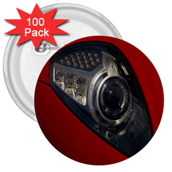 Auto Red Fast Sport 3  Buttons (100 pack) 