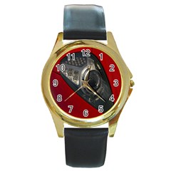 Auto Red Fast Sport Round Gold Metal Watch by Nexatart