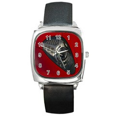 Auto Red Fast Sport Square Metal Watch by Nexatart