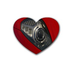 Auto Red Fast Sport Rubber Coaster (heart)  by Nexatart