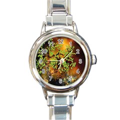 Backdrop Background Tree Abstract Round Italian Charm Watch