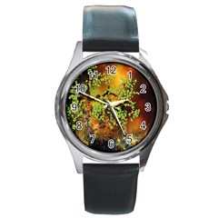 Backdrop Background Tree Abstract Round Metal Watch