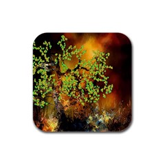 Backdrop Background Tree Abstract Rubber Square Coaster (4 pack) 