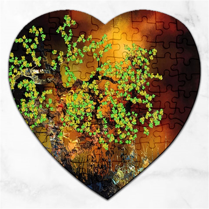 Backdrop Background Tree Abstract Jigsaw Puzzle (Heart)