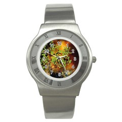 Backdrop Background Tree Abstract Stainless Steel Watch