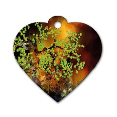 Backdrop Background Tree Abstract Dog Tag Heart (Two Sides)