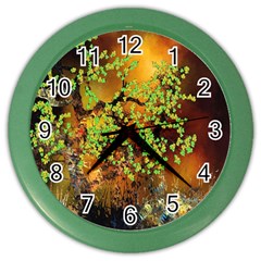 Backdrop Background Tree Abstract Color Wall Clocks