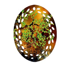 Backdrop Background Tree Abstract Oval Filigree Ornament (Two Sides)